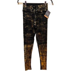 NUX Black Gold High Waist Full Length Moderate Compression Leggings (M)